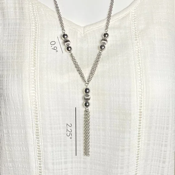 Tassel Necklace Stainless Steel 29" - Picture 3 of 4